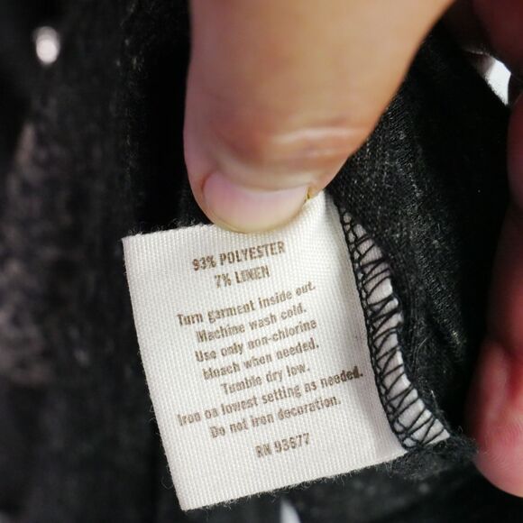 Decree Womens Size M Cap Sleeve Dark Gray Rhinestone Adorned T Shirt - Picture 6 of 11